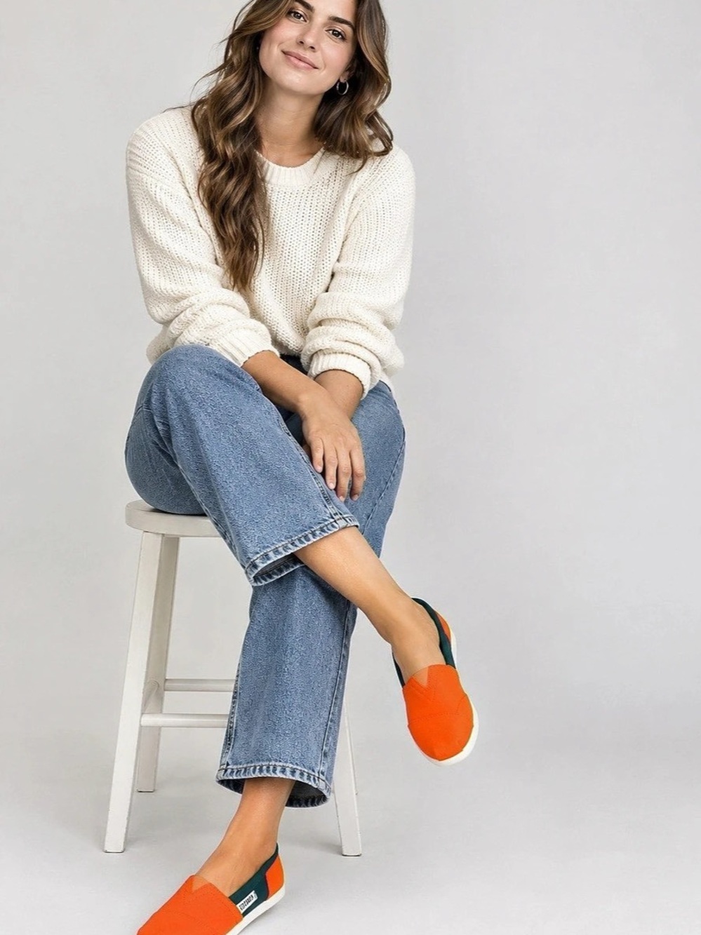 TOMS Classics University of Miami Canvas Slip-On Flats Orange & Green US 6.5